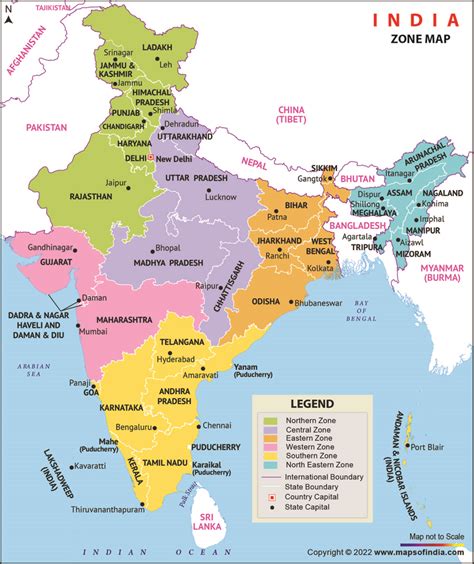 Zonal Maps of India | India Zonal Map