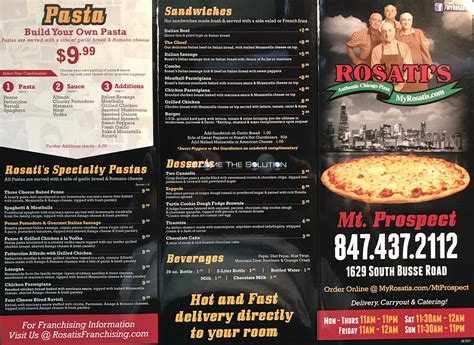 Rosati's Pizza Menu (Scanned Menu With Prices)