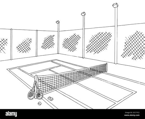 Tennis court illustration Black and White Stock Photos & Images - Alamy