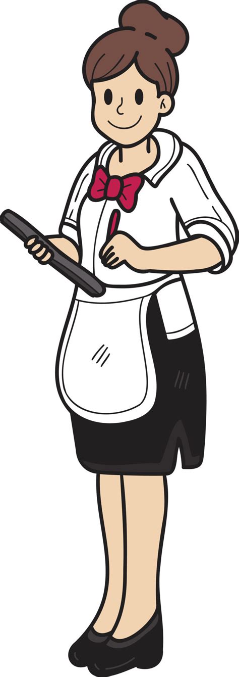 Hand Drawn female waiter illustration in doodle style 18980704 Vector Art at Vecteezy