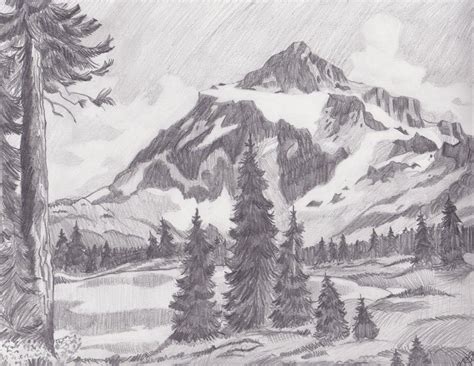 Pin by Brittany Simmons on Drawings | Landscape drawings, Mountain drawing, Landscape sketch