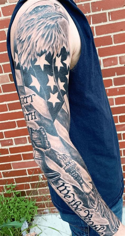 American Flag Tattoo Design Ideas Images | Flag tattoo, American flag sleeve tattoo, American ...