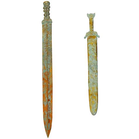 Pair of Chinese Qin Dynasty Archaic Style Brass Swords at 1stDibs