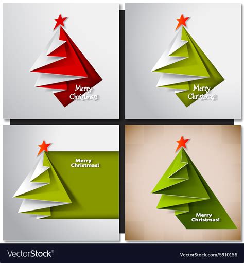 Christmas tree card origami Royalty Free Vector Image