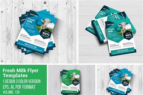 Milk Shop Flyer Design Template | Creative Illustrator Templates ~ Creative Market