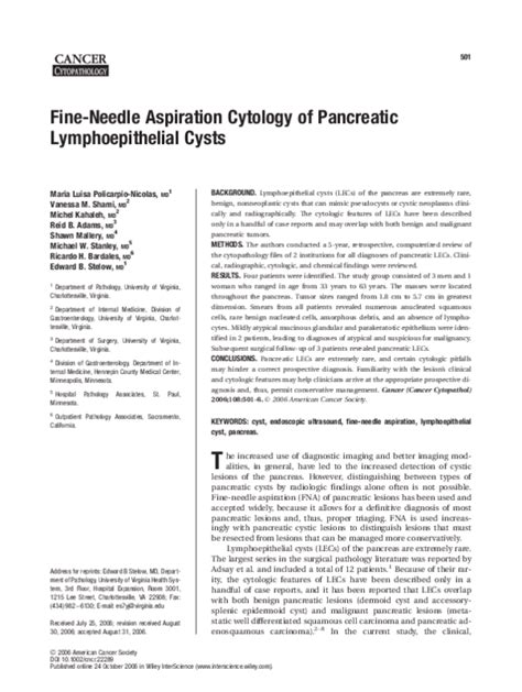 (PDF) Fine-needle aspiration cytology of pancreatic lymphoepithelial ...