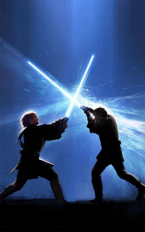 Download Anakin Vs Obi-Wan Star Wars Tablet Wallpaper | Wallpapers.com