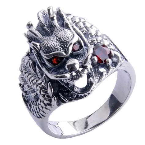 Handmade 925 Silver Dragon Ring for Men Vintage Sterling Silver Ring ...