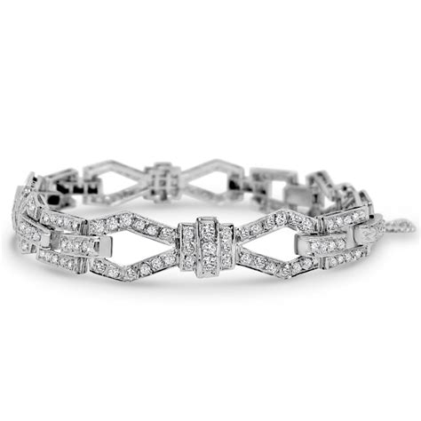 Platinum 3ct Art Deco Diamond Bracelet - Temelli Jewellery