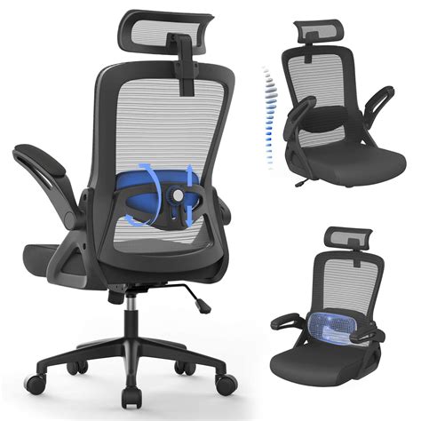 Office Chair, Ergonomic Desk Chair with 4D Pillow Lumbar Support Height & Depth Adjustment ...