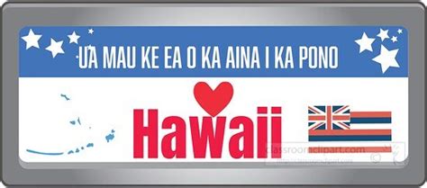 hawaii state license plate with motto clipart - Classroom Clip Art