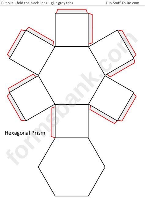 Hexagonal Prism Templates printable pdf download