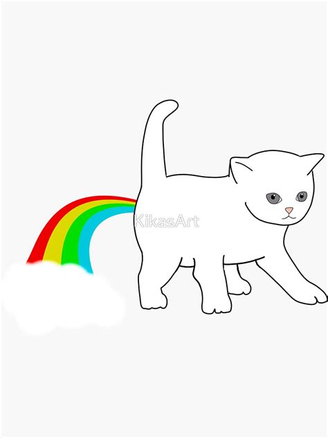 "cat farting a rainbow" Sticker for Sale by KikasArt | Redbubble