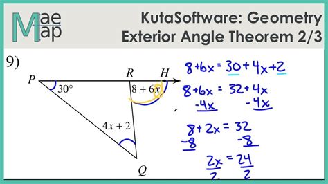 KutaSoftware: Geometry- Exterior Angle Theorem Part 2 - YouTube