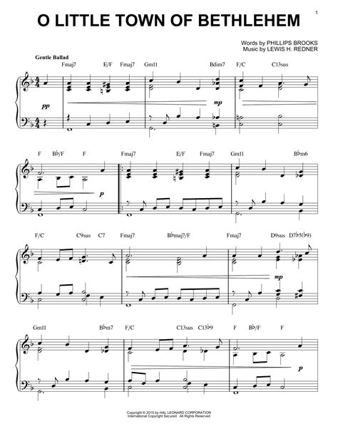 O Little Town Of Bethlehem sheet music by Lewis H. Redner (Piano – 161408)