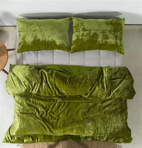 3 Pc Green Velvet Duvet Cover Crushed Velvet Bedding Queen - Etsy