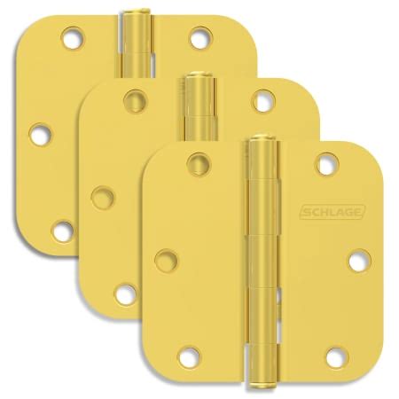 Schlage SC3P1011F605E Polished Brass 3-1/2" x 3-1/2" Plain Bearing 5/8" Radius Corner Mortise ...