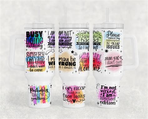 Funny Quotes 40oz Tumbler Wrap, Funny Sayings 40oz Quencher Tumbler By LemonStudioCreations ...