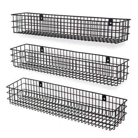 Wall35 Kansas Set of 3 Metal Wire Baskets for Kids Room Decor, Kitchen and Bathroom Storage and ...