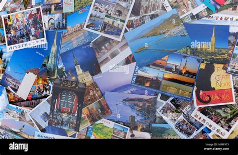 Montage of travel postcards from throughout the world Stock Photo - Alamy