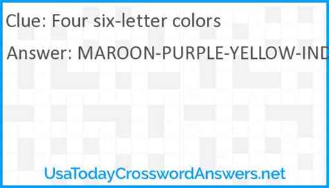 Four six-letter colors crossword clue - UsaTodayCrosswordAnswers.net