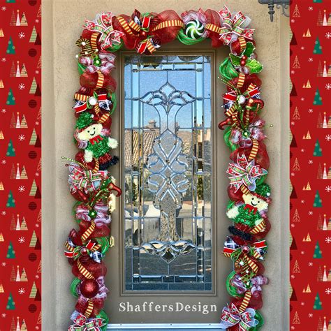 Outdoor Christmas Garland with Lights, Red and Green Christmas Door Decor, Christmas Front Door ...