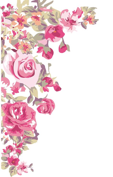 Download Flower Wallpaper Painted Transprent - Border Design Corner Flower PNG Image with No ...