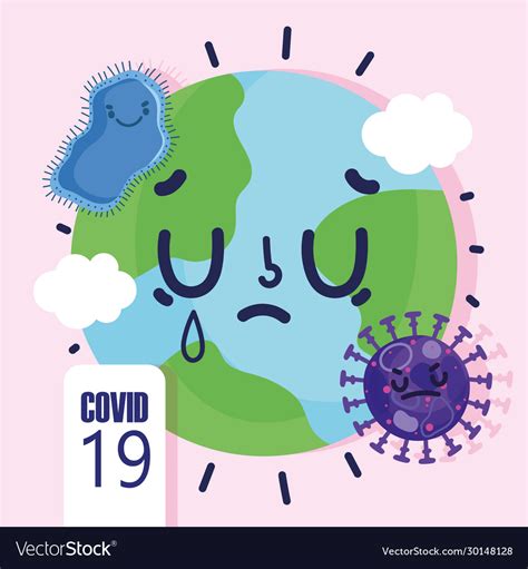 Virus covid19 19 pandemic cartoon sick world Vector Image