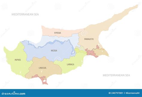 Detailed Map of Cyprus with Administrative Divisions and Borders of Neighboring Countries in ...