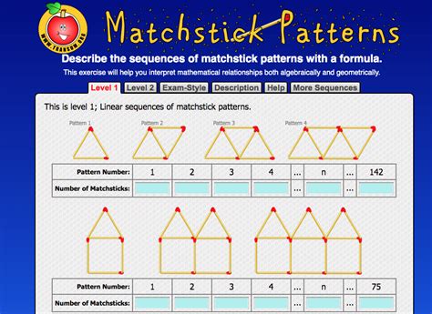 Matchstick Patterns | Learning mathematics, Math pages, Math lessons