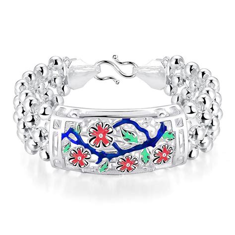 Wholesale Vintage Engraving Flower Silver Bracelet TGSPB018 in 2020 | Peridot bracelet, Womens ...