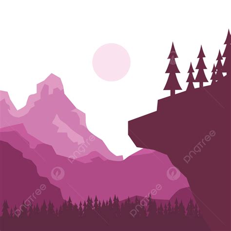 Wallpaper Landscape Mountain Vector Art PNG, Purple Mountain Vector Landscape Design Wallpaper ...