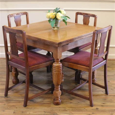 Antique English Oak Pub Table and 4 Chairs Dining Set. For Sale ...