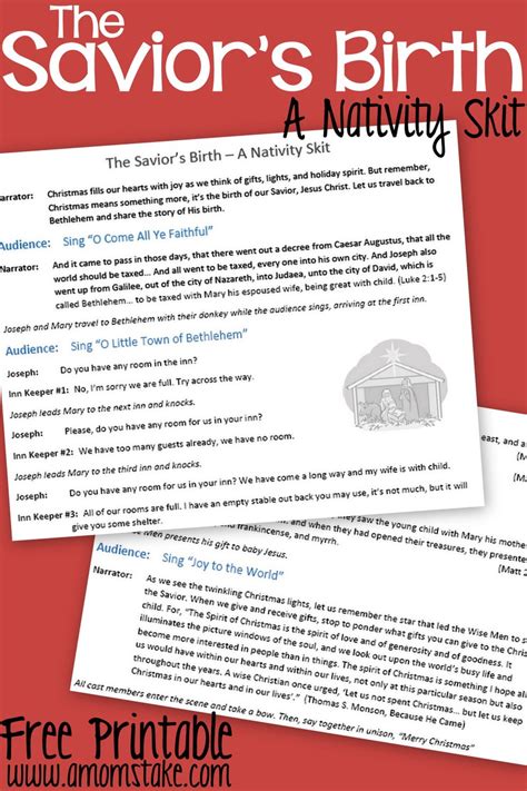 The Savior’s Birth: A Nativity Skit Script with Music – Free Printable! - A Mom's Take