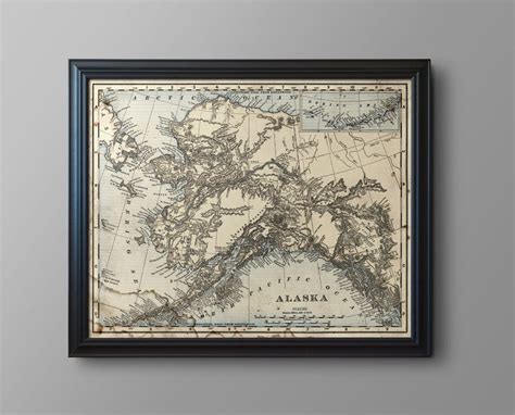 Alaska Map Print : Vintage Alaska Map Art Alaska Poster - Etsy