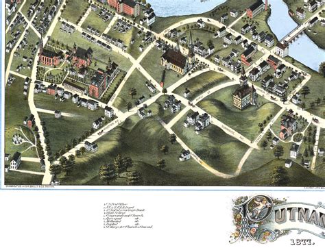 Putnam, Connecticut in 1877 - Bird's Eye View Map, Aerial, Panorama ...