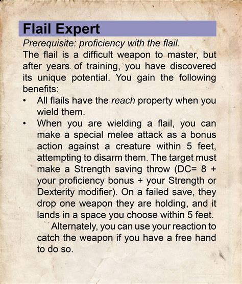 Flail Expert: disarm your enemies and control the area around you with improved reach! : r ...