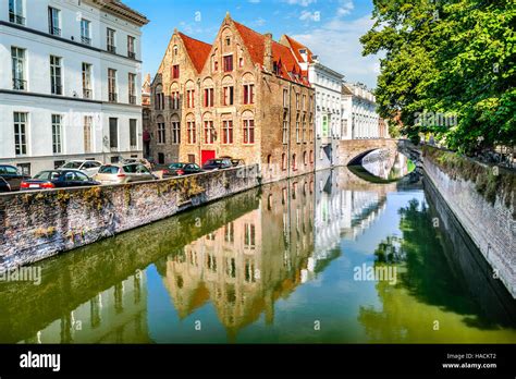 Bruges, Belgium. Scenery with water canal in Brugge, "Venice of the ...