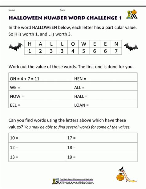 Halloween Worksheets Grade 4 | AlphabetWorksheetsFree.com