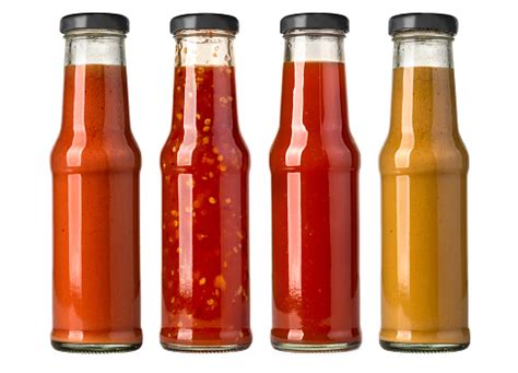 Barbecue Sauces In Glass Bottles Stock Photo - Download Image Now - iStock