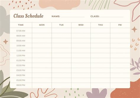 Brown Hand Drawn Abstract Weekly Class Schedule - Templates by Canva Class Schedule Template ...