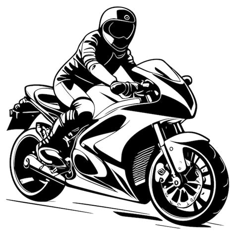 Premium Vector | Biker driving a motorcycle vector monochrome ...