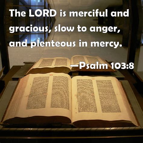 Psalm 103:8 The LORD is merciful and gracious, slow to anger, and plenteous in mercy.