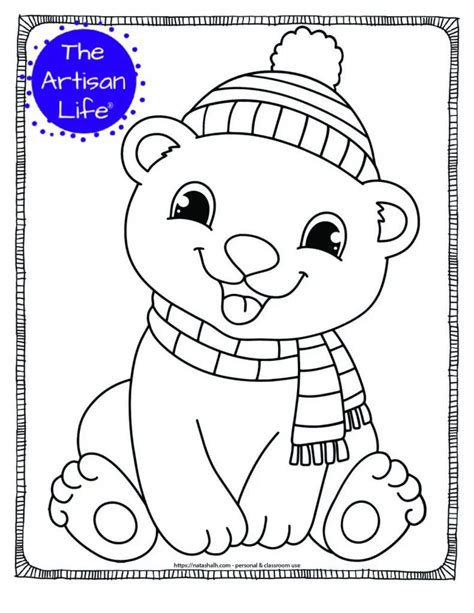 Cute Animals Coloring Pages Winter