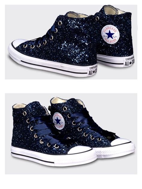 Women's Sparkly Glitter Converse All Stars High Top - Navy Blue | Glitter converse, Wedding ...