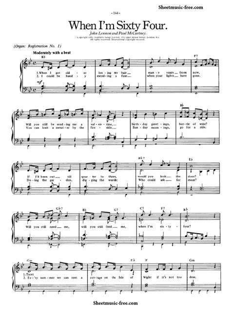 When I'm Sixty Four Sheet Music Beatles (Sheetmusic Free.com)