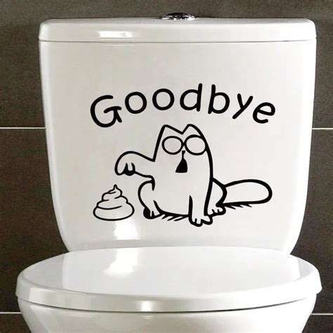 "Goodbye"Simon's Cat Funny Sticker Decal Toilet Bathroom Bath Tile ...