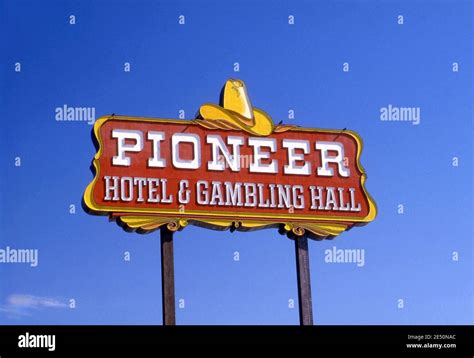 Sign for Pioneer Hotel and Gambling Hall at Laughlin, Nevada Stock ...