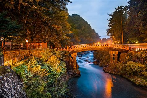 HD wallpaper: japan, nikko, shinkyo bus stop, bridge, light, autumn ...