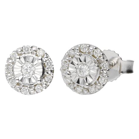 9ct White Gold Diamond Cluster Stud Earrings | Buy Online | Free ...